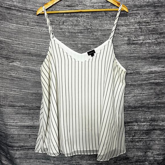 Torrid Striped Cami Tank Top Women Size 1(1x) Off White Adjustable Lined V Neck - Picture 1 of 5